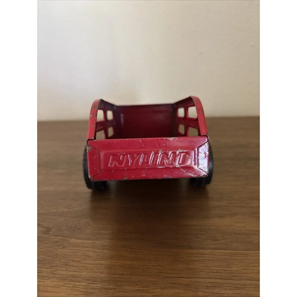 Vintage Nylint Red Pressed Steel Farm Hay Metal Muscle 2-Wheel Trailer Toy